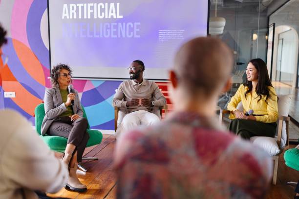 multiracial people attending an ai panel discussion